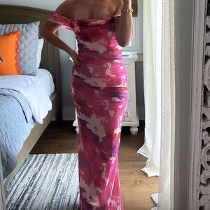 Elegant Pink Off-Shoulder Dress